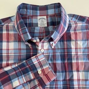 Brooks Brothers Regent XXL Button‎ Down Long Sleeve Blue Red Plaid